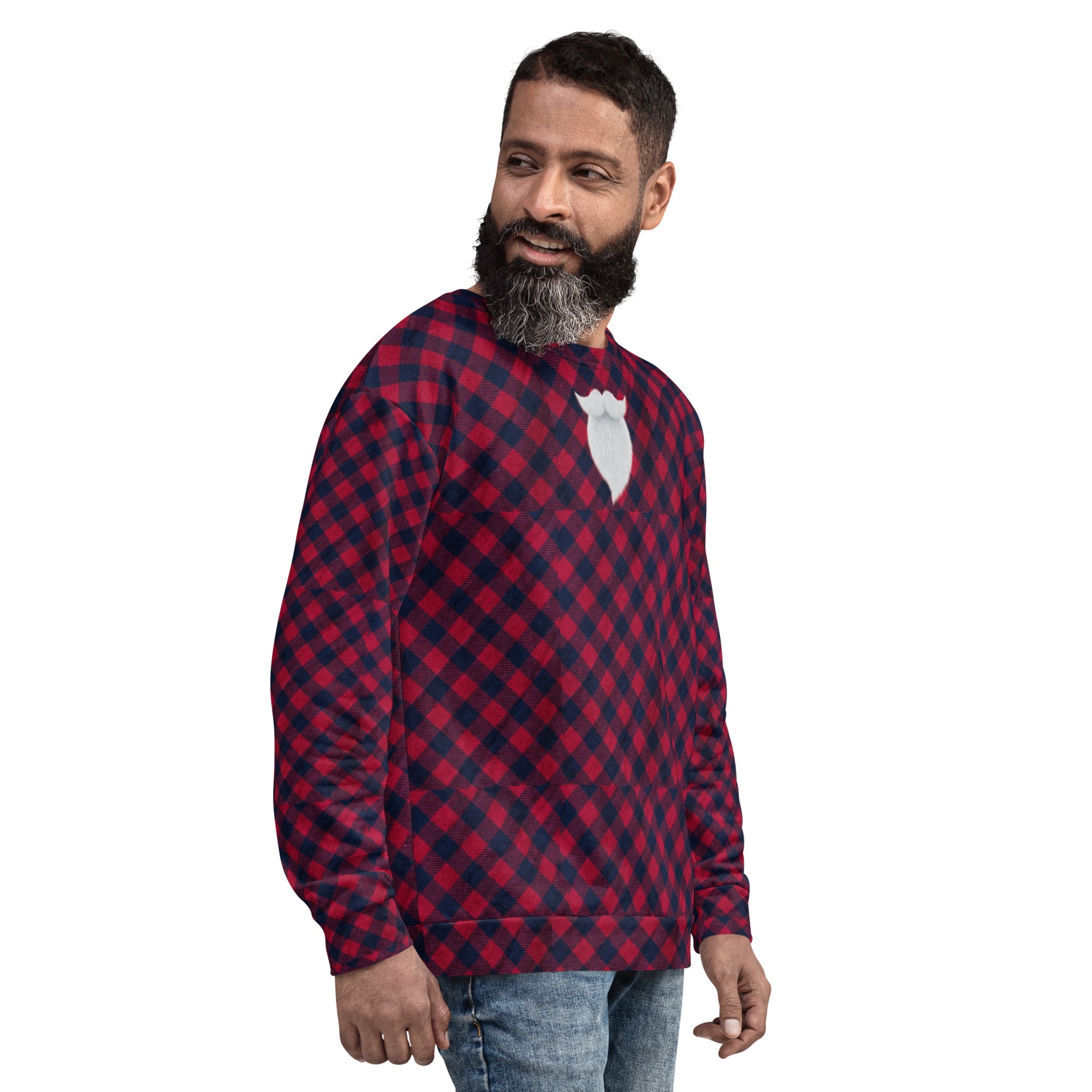 Plaid "Santa" Christmas Shirt. Christmas Sweater Alternative. Unisex Party Sweatshirt or Pullover. WickedYo.